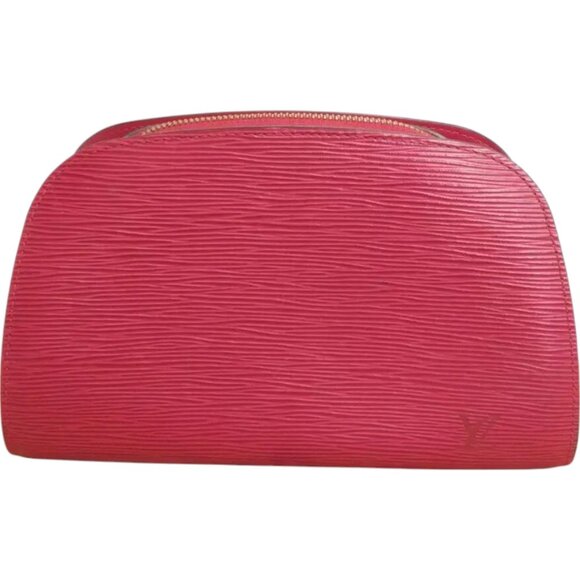 184222BR (L3) Louis Vuitton Clutch Bag Dauphine MM Red Epi Leather - Picture 1 of 13